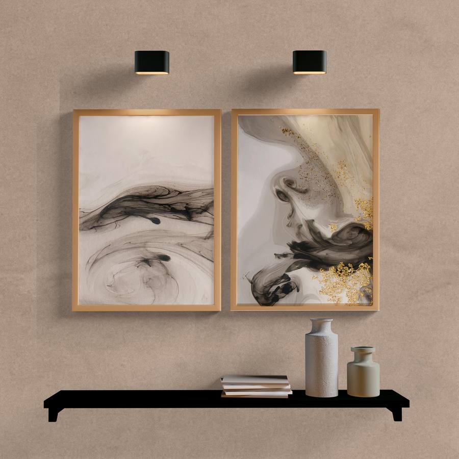 Kit Quadros Decorativos Abstrato Marrom - vista aproximada da impressão