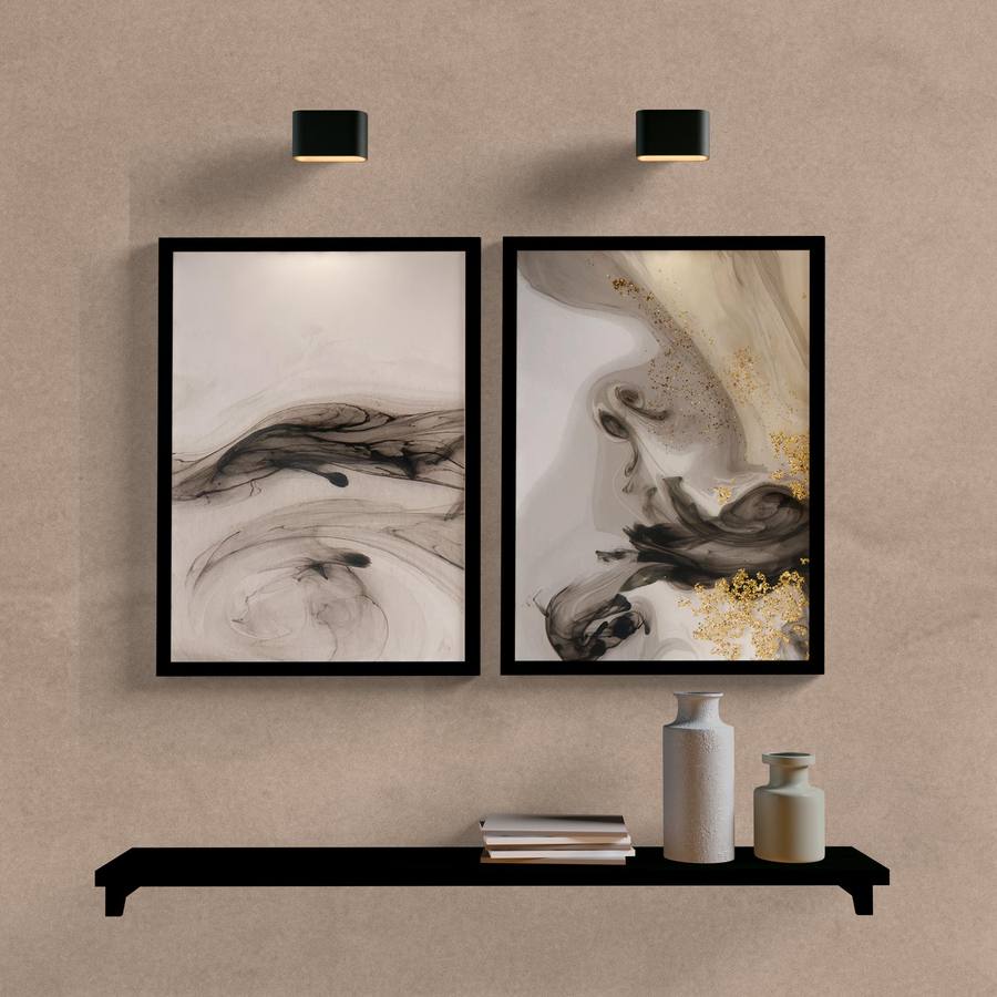 Kit Quadros Decorativos Abstrato Marrom - quadro decorativo em ambiente decorado