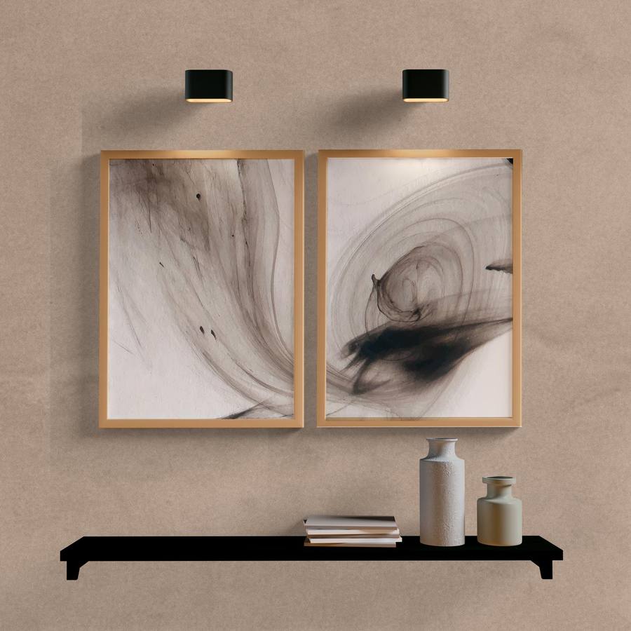 Kit Quadros Decorativos Abstrato Onda Marrom - vista aproximada da impressão
