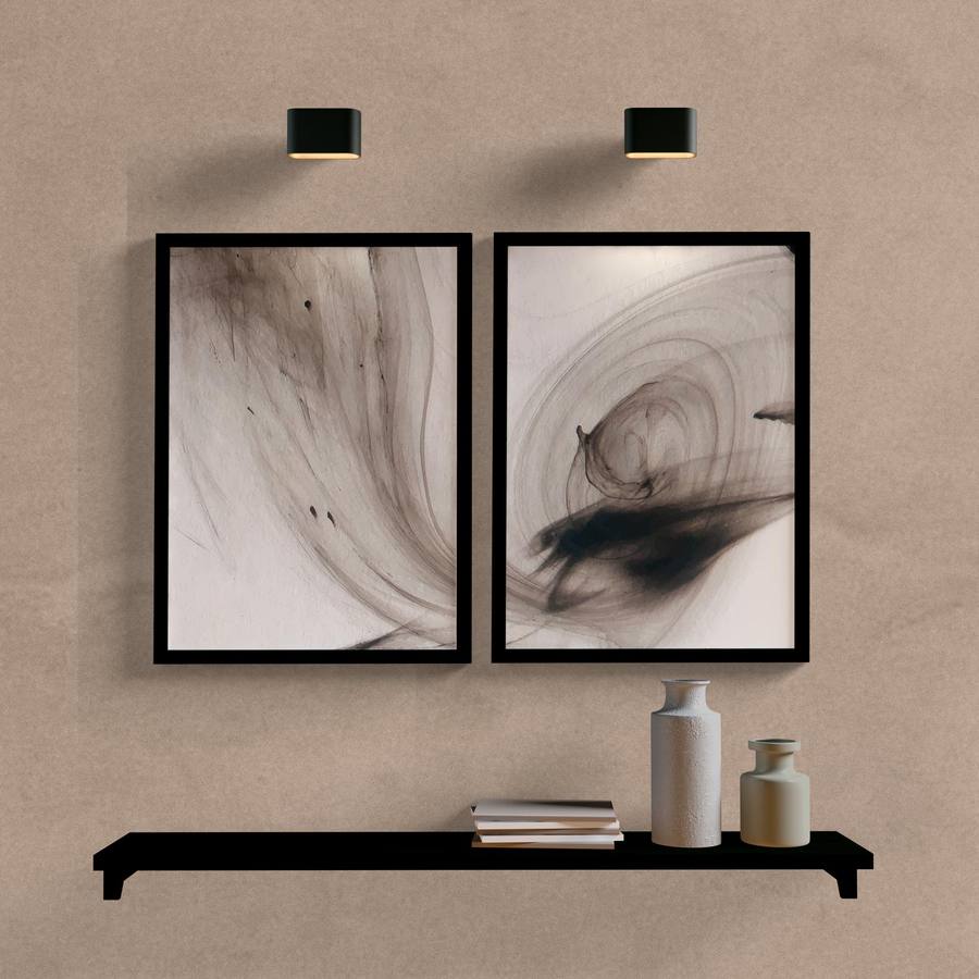 Kit Quadros Decorativos Abstrato Onda Marrom - quadro decorativo em ambiente decorado
