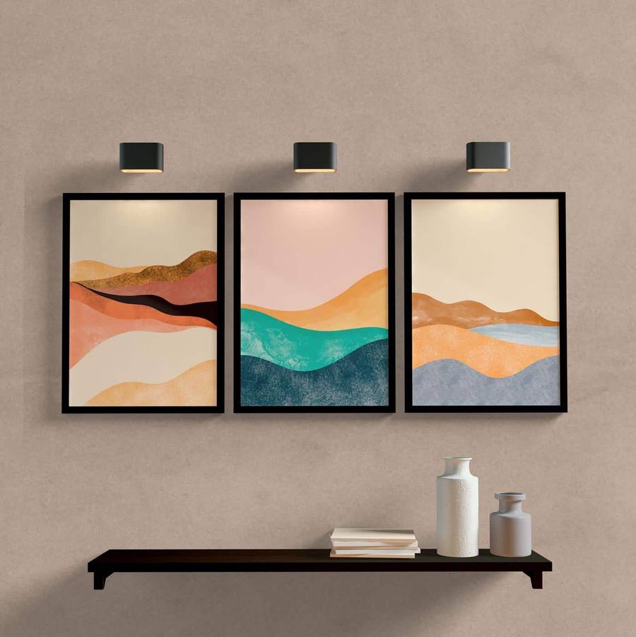 Kit Quadros Decorativos Abstrato Ondas - detalhe da moldura e acabamento