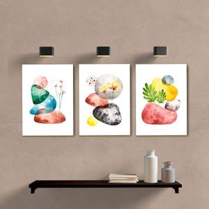 Kit Quadros Decorativos Abstrato Pedras - quadro decorativo em ambiente decorado