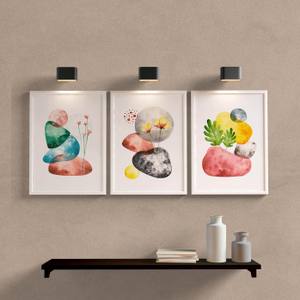 Kit Quadros Decorativos Abstrato Pedras - detalhe da moldura e acabamento