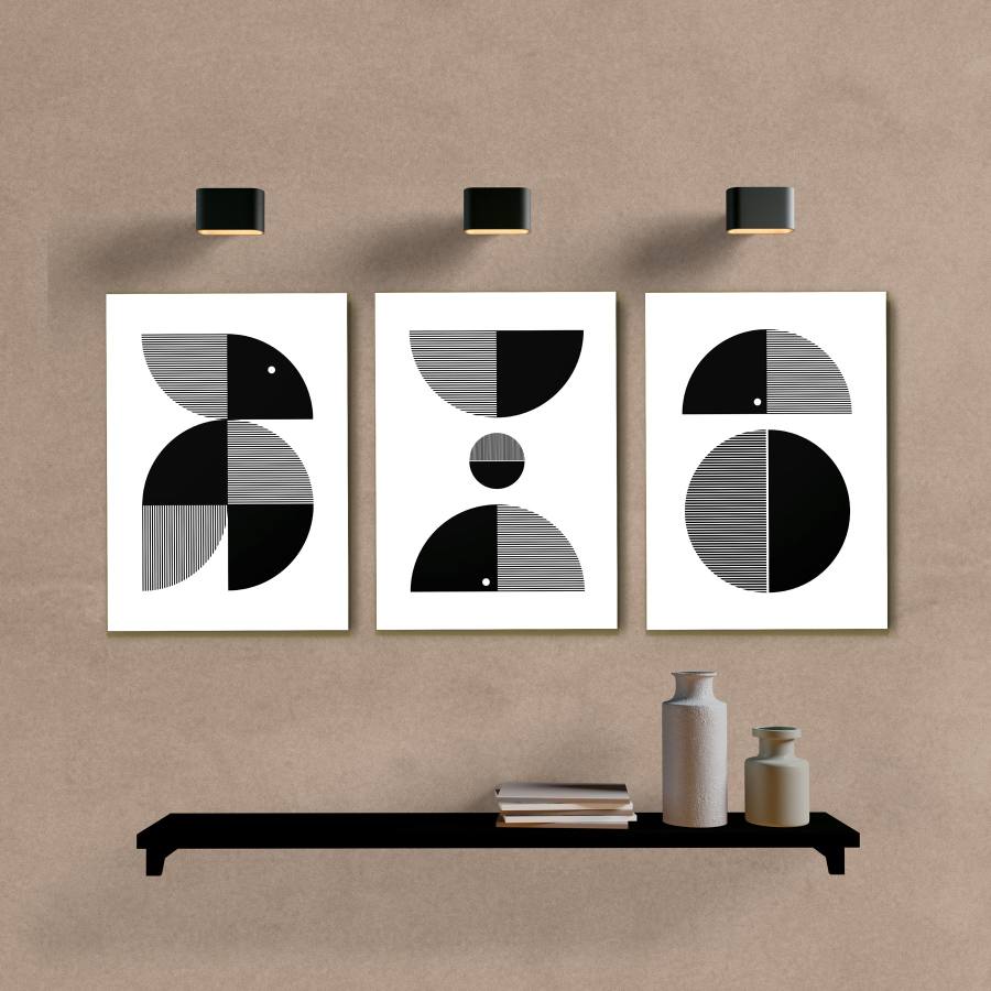 Kit Quadros Decorativos Abstrato Preto e Cinza II - imagem 5