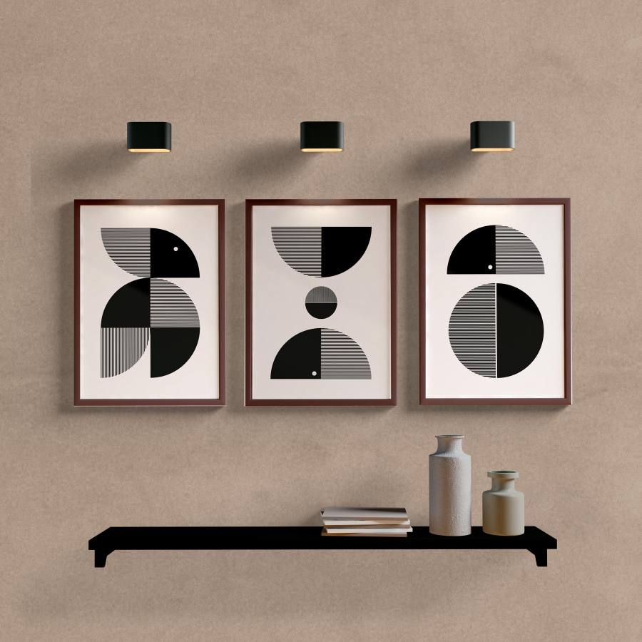 Kit Quadros Decorativos Abstrato Preto e Cinza II - vista aproximada da impressão