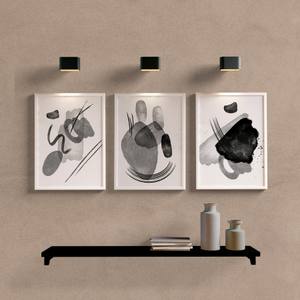 Kit Quadros Decorativos Abstrato Preto e Cinza - detalhe da moldura e acabamento