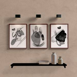 Kit Quadros Decorativos Abstrato Preto e Cinza - vista aproximada da impressão