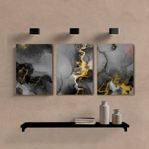 Kit Quadros Decorativos Abstrato Preto e Dourado II - vista aproximada da impressão