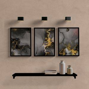 Kit Quadros Abstrato Mármore Preto