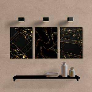 Kit Quadros Decorativos Abstrato Preto e Dourado - quadro decorativo em ambiente decorado