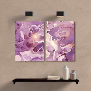 Kit Quadros Decorativos Abstrato Roxo - quadro decorativo em ambiente decorado