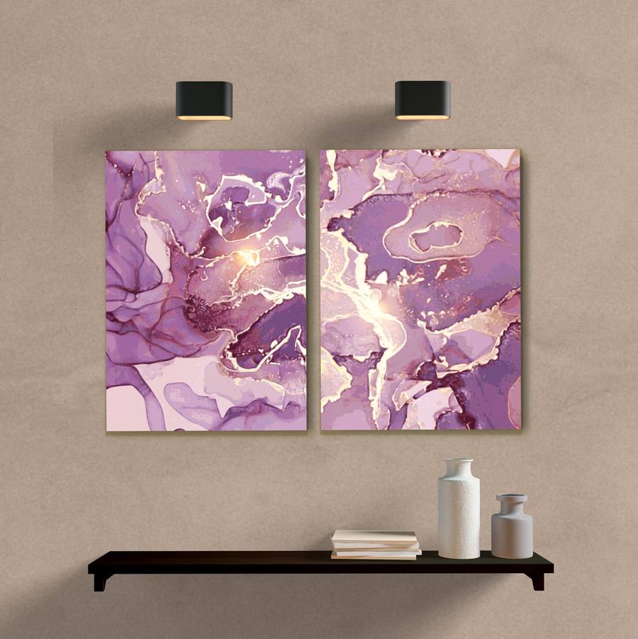 Kit Quadros Decorativos Abstrato Roxo - quadro decorativo em ambiente decorado