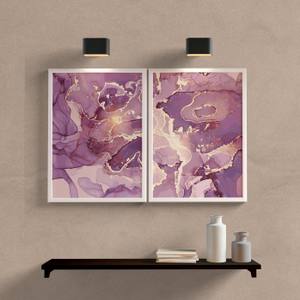 Kit Quadros Decorativos Abstrato Roxo - detalhe da moldura e acabamento