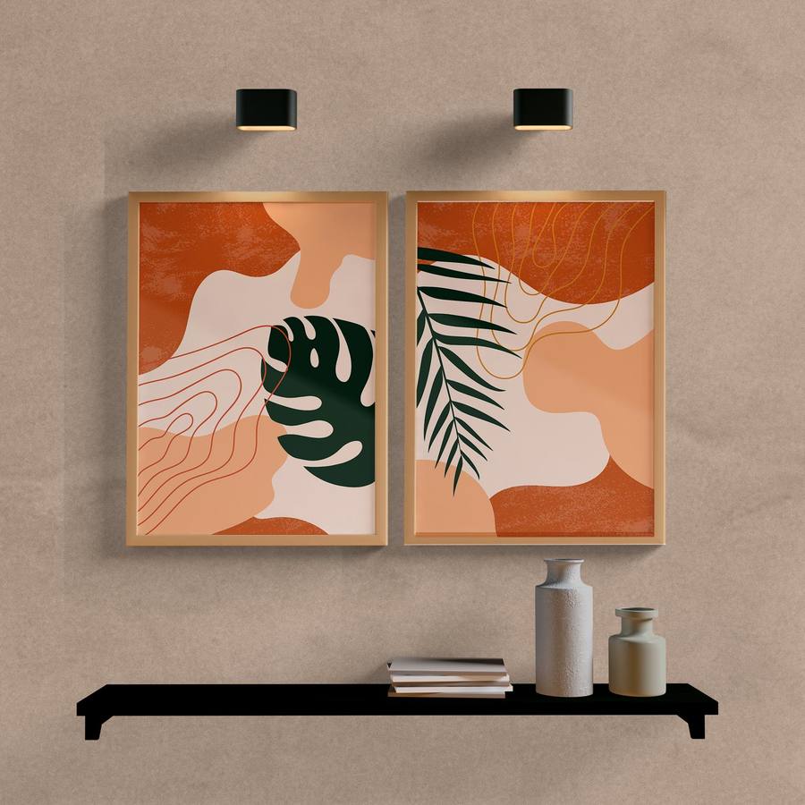 Kit Quadros Decorativos Abstrato Tropical - vista aproximada da impressão