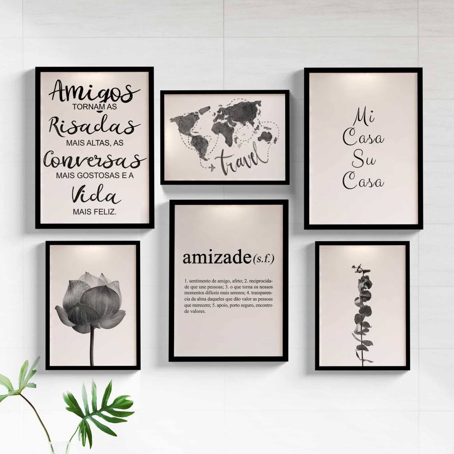kit quadros decorativos amigos