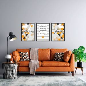 Kit Quadros Decorativos Amor e Fé Laranja