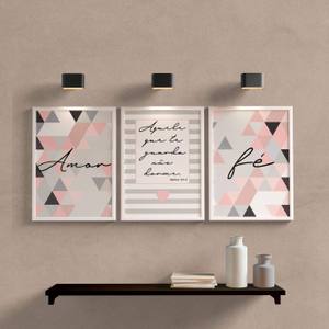 Kit de quadros para sala amor e fé