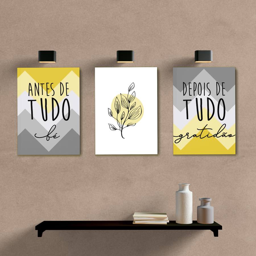 Kit Quadros Decorativos Antes de tudo fé - quadro decorativo em ambiente decorado