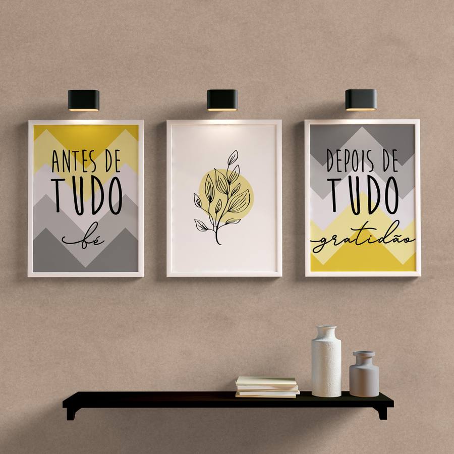 Kit Quadros Decorativos Antes de tudo fé - detalhe da moldura e acabamento