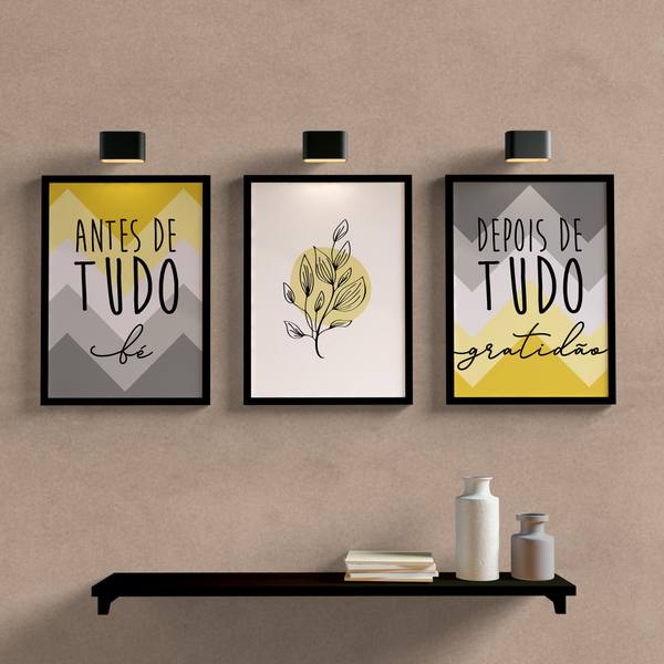 Kit Quadros Decorativos sala quarto antes de tudo fe