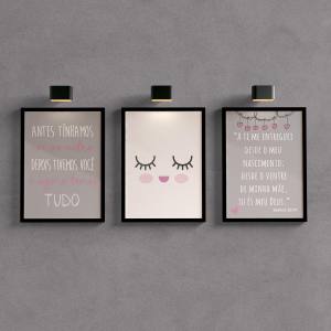 Kit Quadros Decorativos Antes tínhamos um ao outro - detalhe da moldura e acabamento