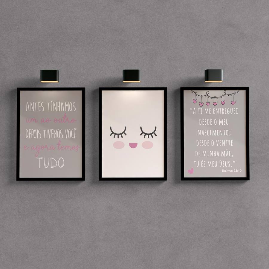 Kit Quadros Decorativos Antes tínhamos um ao outro - detalhe da moldura e acabamento