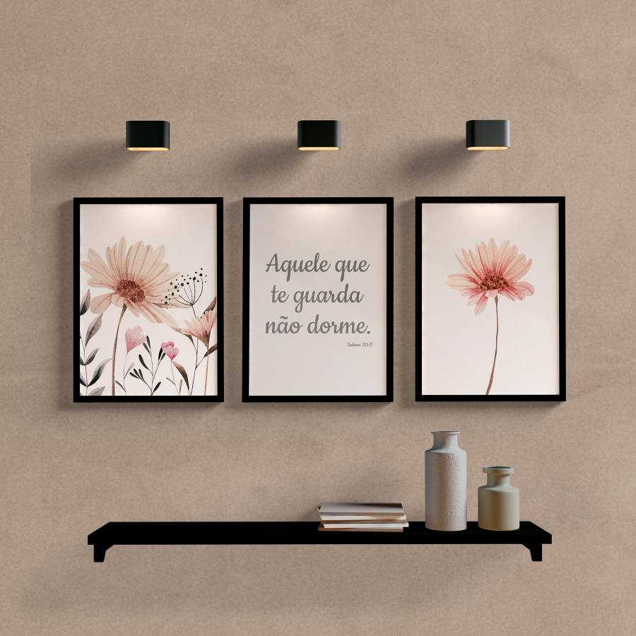 Kit Quadros Decorativos Aquele que te Guarda - quadro decorativo em ambiente decorado