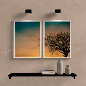 Kit Quadros Decorativos Árvore Sunset - detalhe da moldura e acabamento