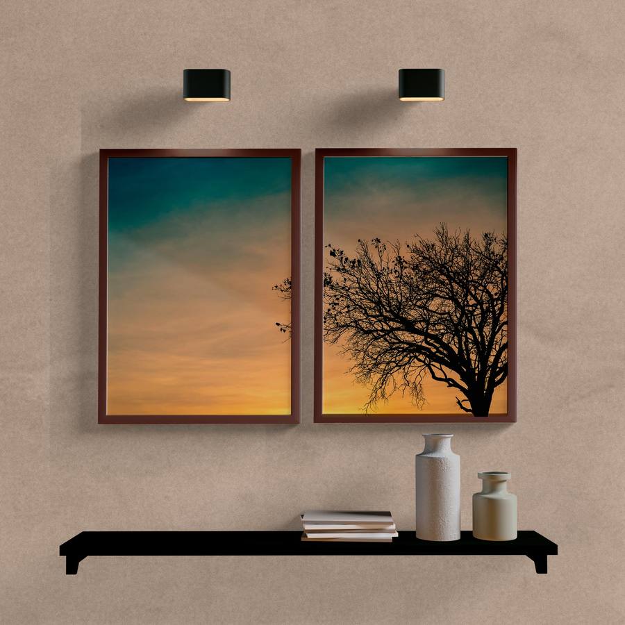 Kit Quadros Decorativos Árvore Sunset - vista aproximada da impressão