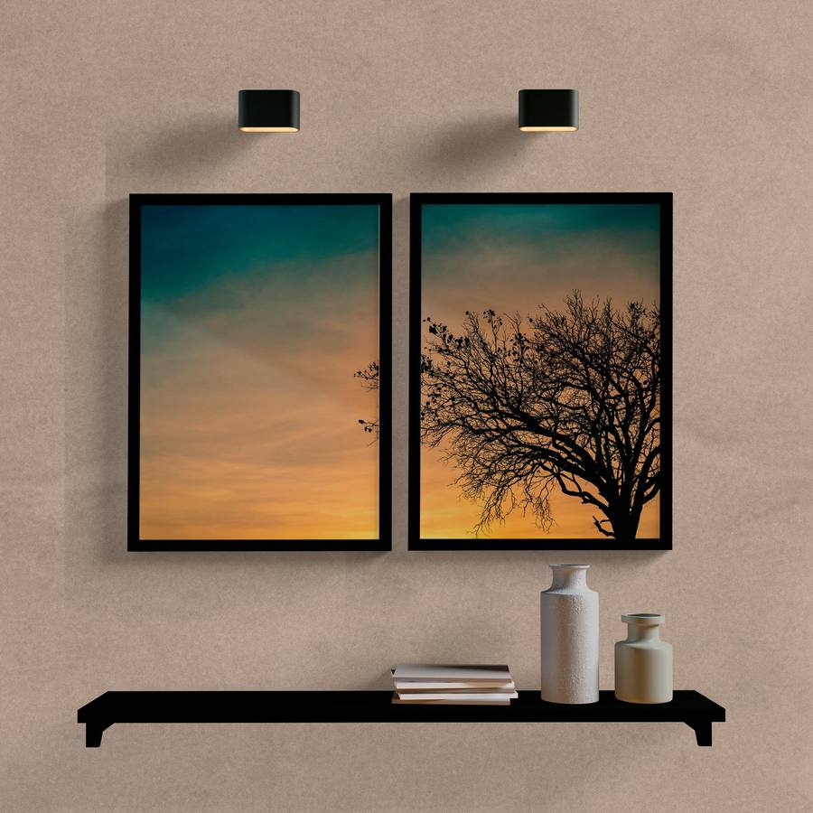 Kit Quadros Decorativos Árvore Sunset - quadro decorativo em ambiente decorado