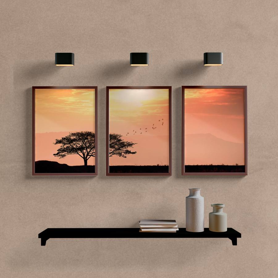 Kit Quadros Decorativos Árvore Sunset - vista aproximada da impressão