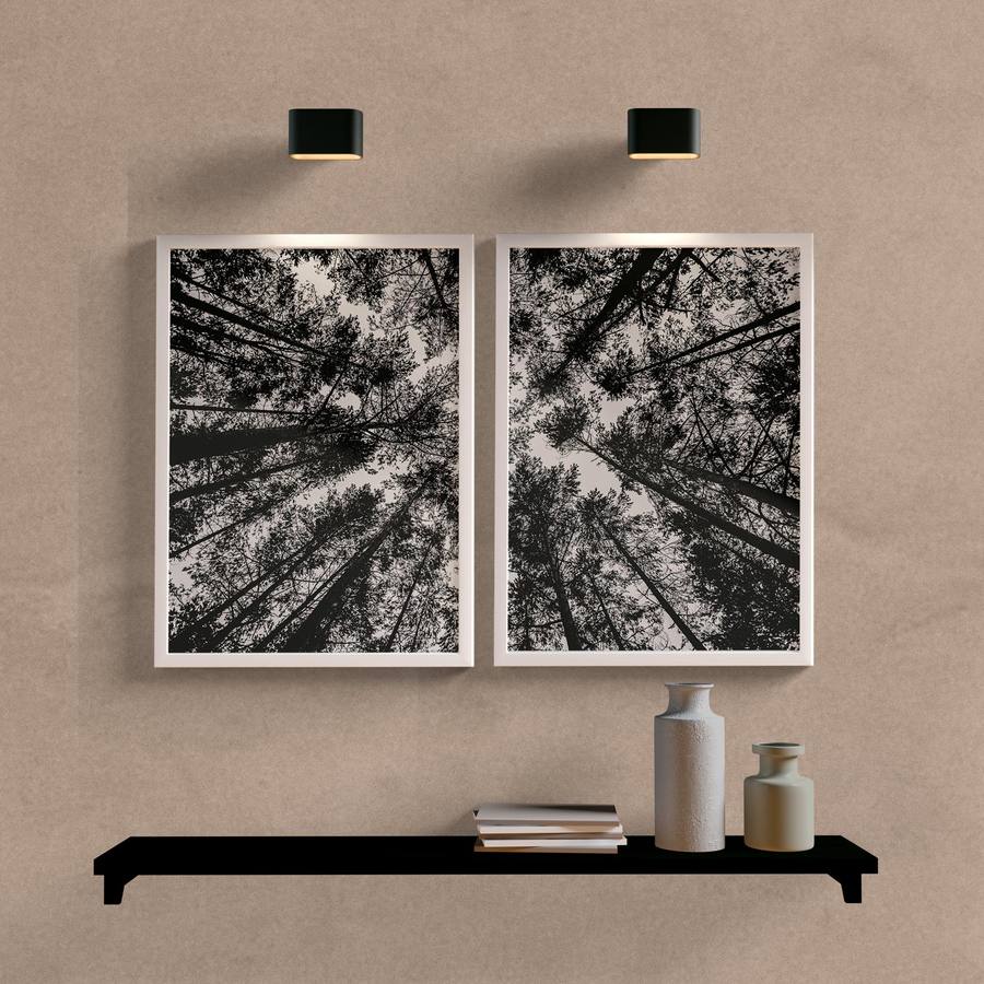 Kit Quadros Decorativos Arvores Preto e Branco - detalhe da moldura e acabamento