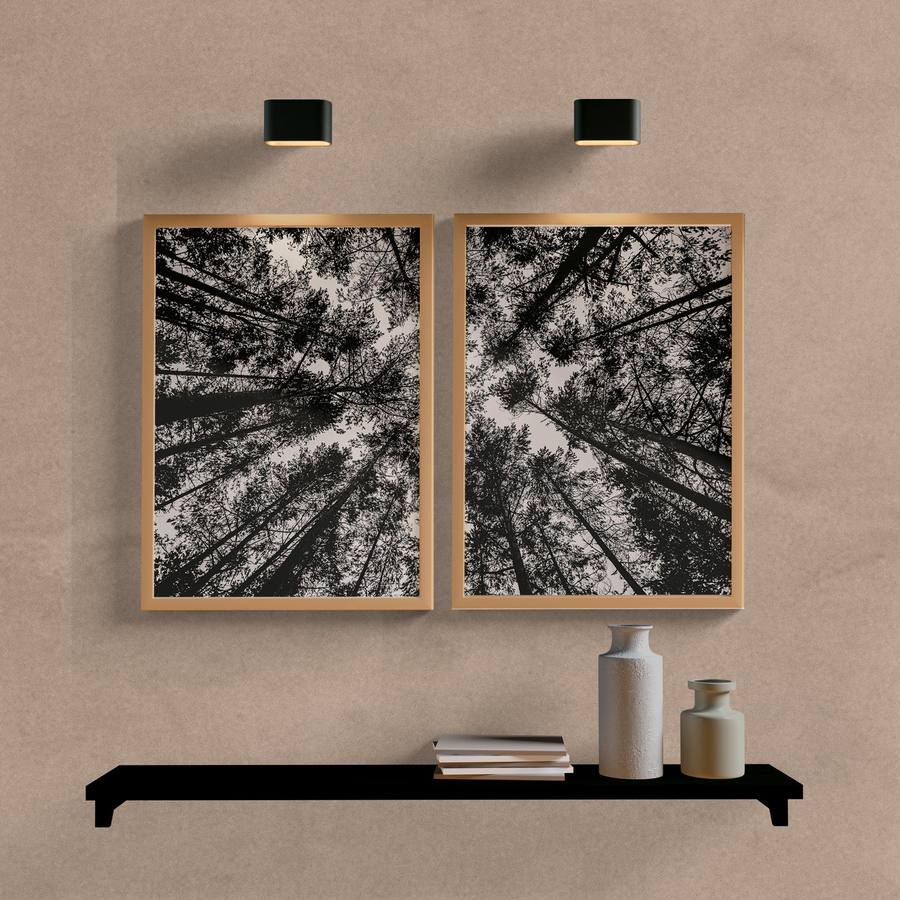 Kit Quadros Decorativos Arvores Preto e Branco - quadro decorativo em ambiente decorado