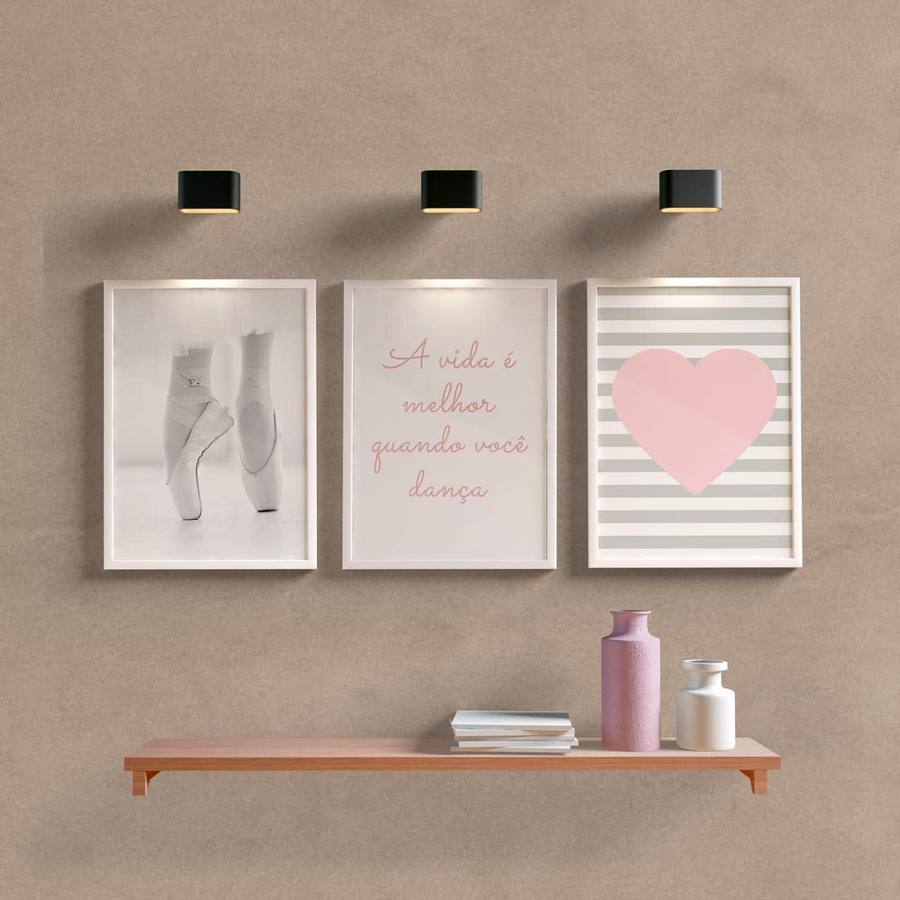 Kit Quadros Decorativos Ballet - detalhe da moldura e acabamento