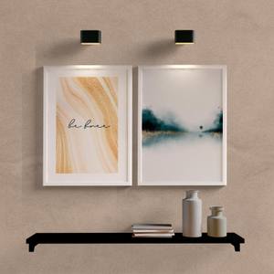 Kit Quadros Decorativos Be Free Dourado e Verde - detalhe da moldura e acabamento