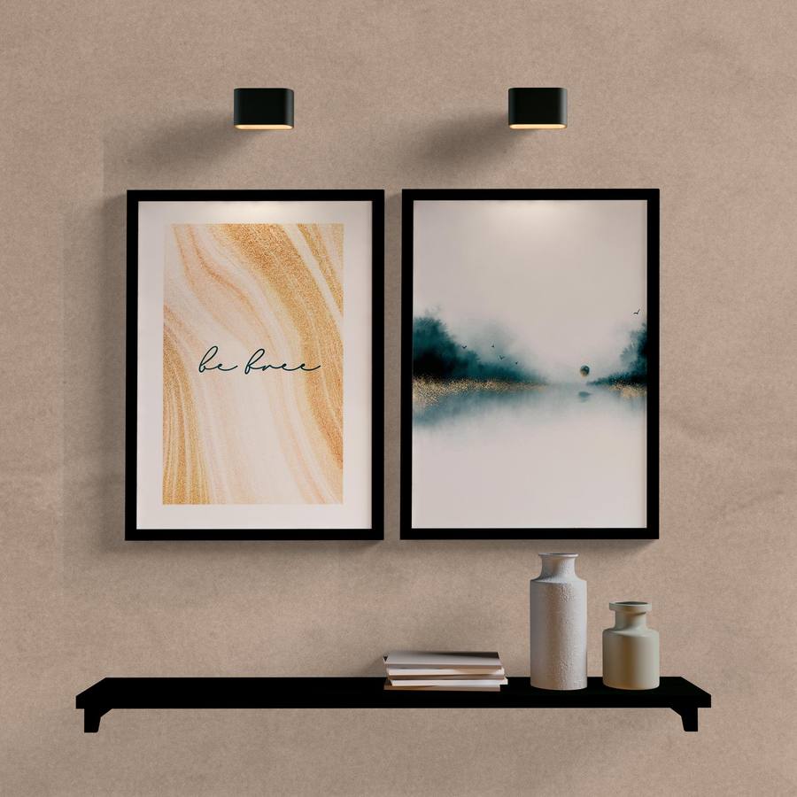 Kit Quadros Decorativos Be Free Dourado e Verde - quadro decorativo em ambiente decorado