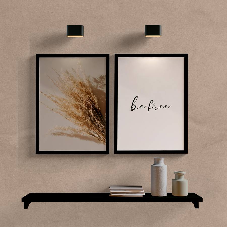 Kit Quadros Decorativos Be Free - detalhe da moldura e acabamento