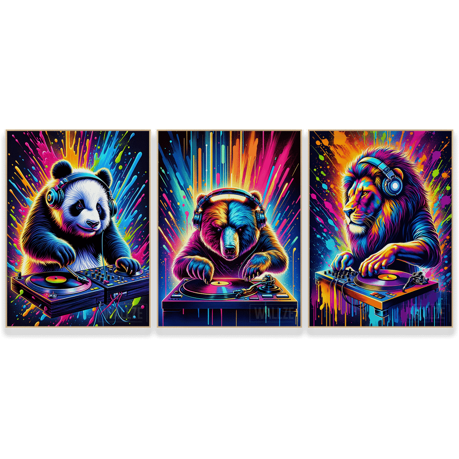 Kit Quadros Decorativos Beats da Selva - vista aproximada da impressão