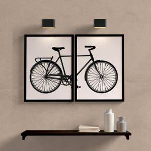 Kit Quadros Decorativos Bicicleta - detalhe da moldura e acabamento