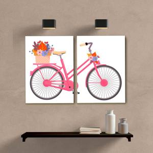 Kit Quadros Decorativos Bicicleta Rosa - quadro decorativo em ambiente decorado