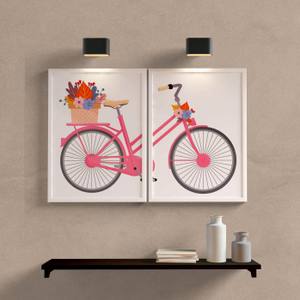 Kit Quadros Decorativos Bicicleta Rosa - detalhe da moldura e acabamento