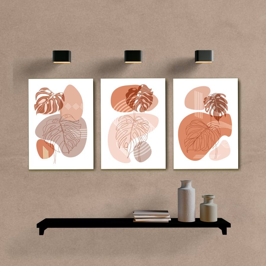 Kit Quadros Decorativos Boho Folhas - detalhe da moldura e acabamento