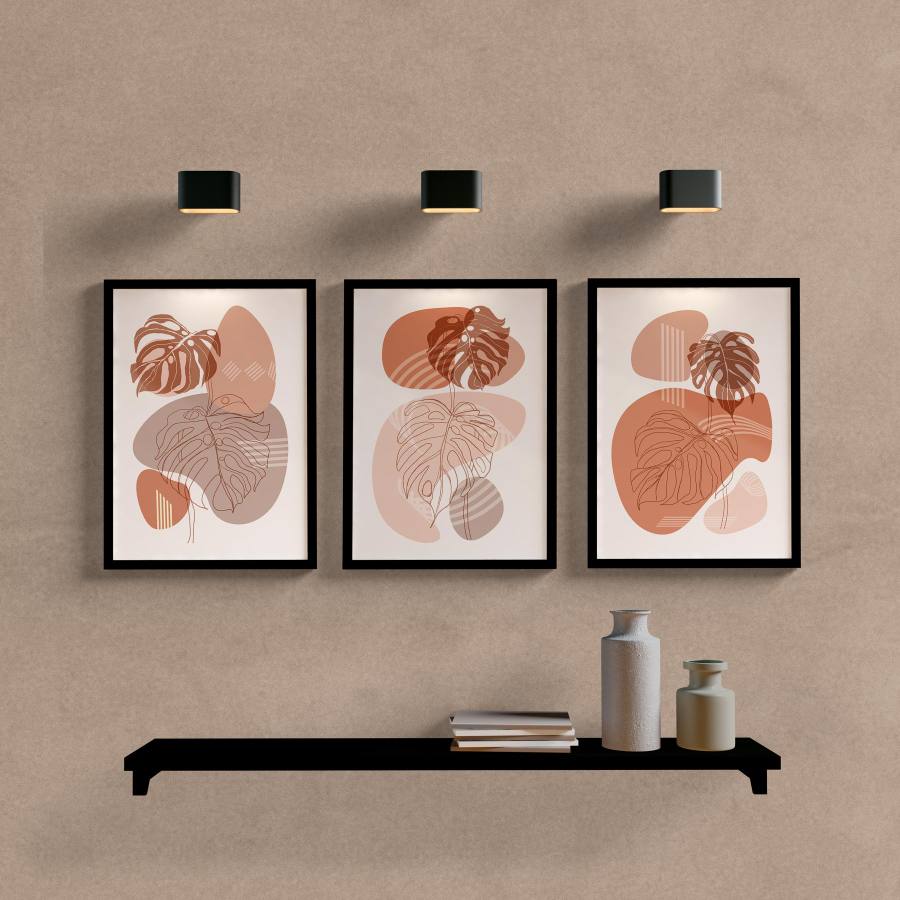 Kit Quadros Decorativos Boho Folhas - quadro decorativo em ambiente decorado