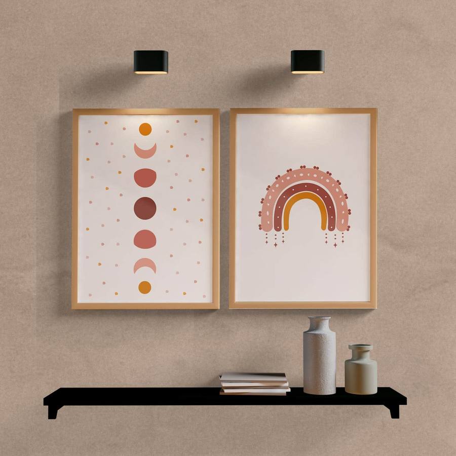 Kit Quadros Decorativos Boho Lua - vista aproximada da impressão