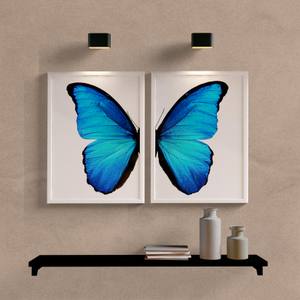Kit Quadros Decorativos Borboleta Azul - detalhe da moldura e acabamento