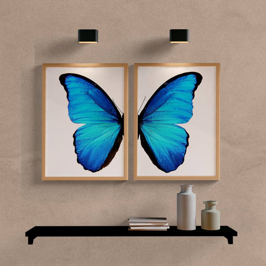 Kit Quadros Decorativos Borboleta Azul - quadro decorativo em ambiente decorado