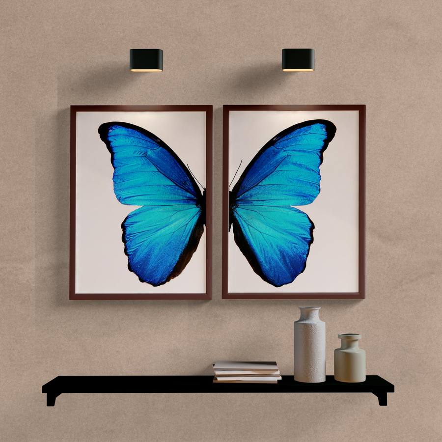 Kit Quadros Decorativos Borboleta Azul - vista aproximada da impressão