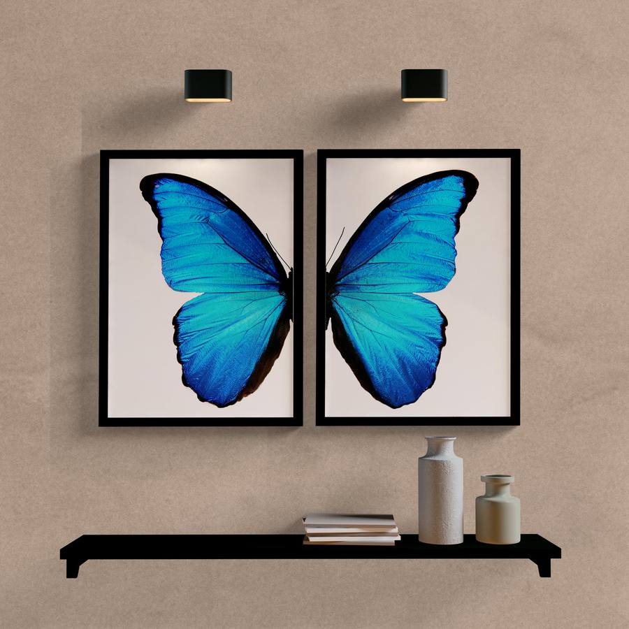 Kit Quadros Decorativos Borboleta Azul | Wallze