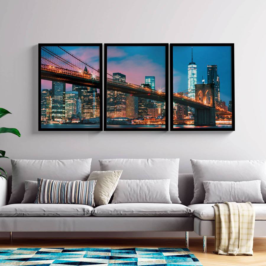 Kit Quadros Decorativos Brooklyn Bridge | Wallze