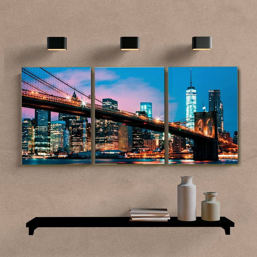 Kit Quadros Decorativos Brooklyn Bridge - vista aproximada da impressão